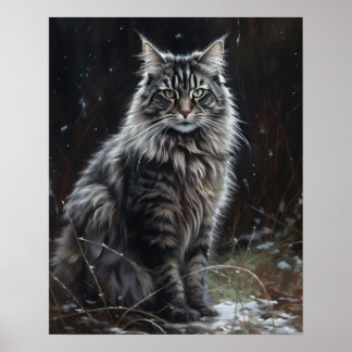 Cute Norwegian Forest Chat Art Imprimer Poster