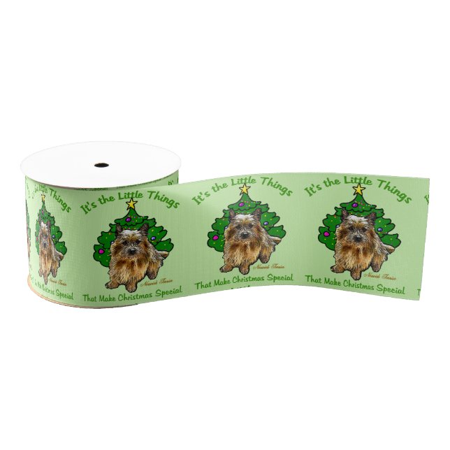 Cute Norwich Terrier Christmas Grosgrain Ribbon (Spool)