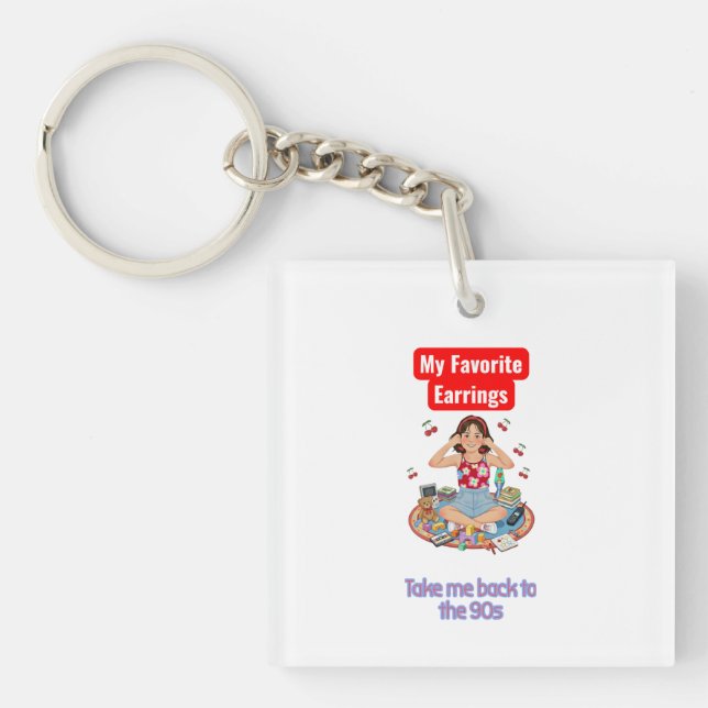 Cute Nostalgic Illustration Keychain (Front)