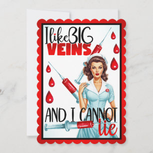 Cute Nostalgic Nurse I like Big Veins Thank You Card