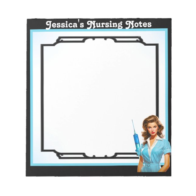 Cute Nostalgic Nurse Pinup_  For a Living Notepad (Front)