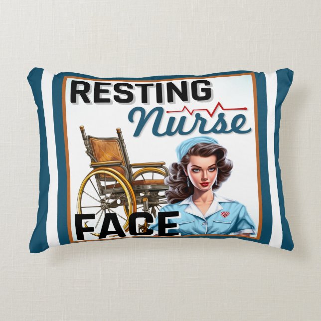 Cute Nostalgic Nurse Pinup Resting Nurse Face Accent Pillow (Front)