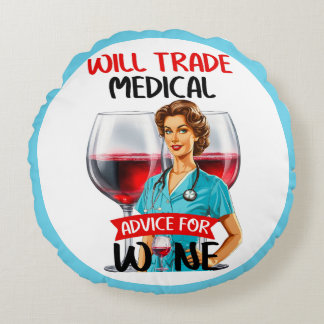 Cute Nostalgic Nurse Pinup Will Trade Advice Round Pillow