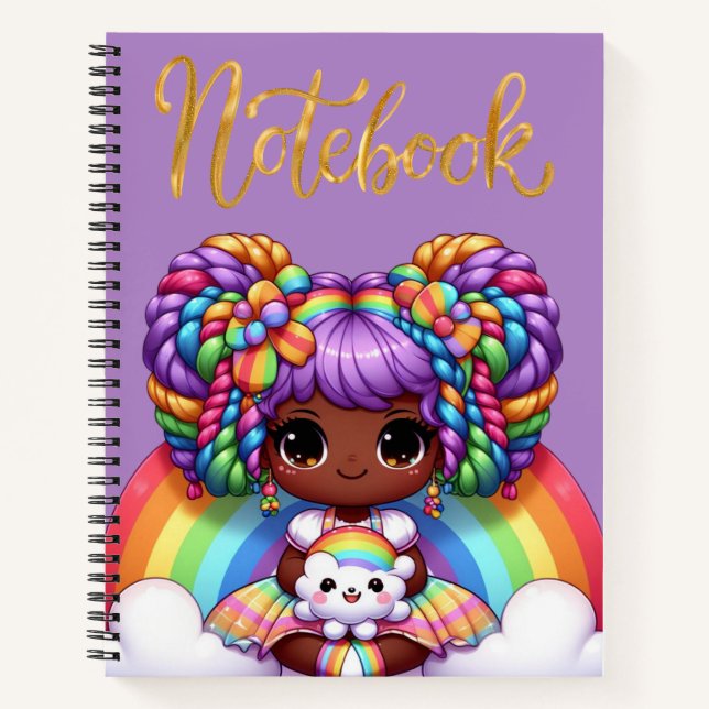 Cute notebook/Adorable Rainbow chibi girl  Notebook (Front)