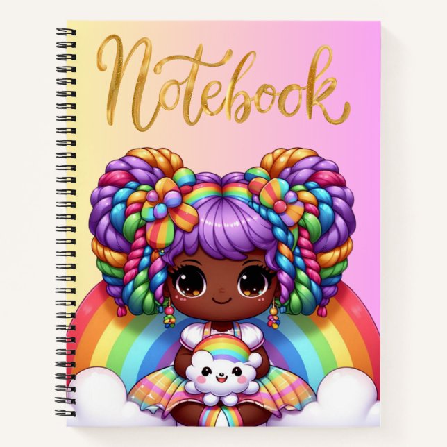 Cute notebook/Adorable Rainbow chibi girl  Notebook (Front)