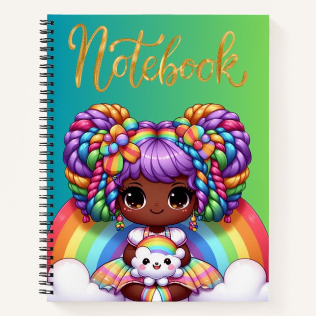 Cute notebook/Adorable Rainbow chibi girl  Notebook (Front)