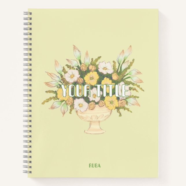 Cute Notebook with cream and yellow flowers  (Front)