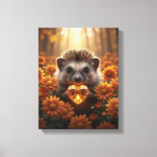 Cute November Hedgehog with Topaz Heart Canvas Print