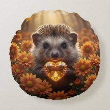 Cute November Hedgehog with Topaz Heart