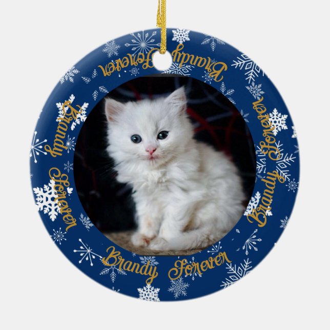 Cute Now and Then 2 Photo Pet Christmas Ornament (Back)