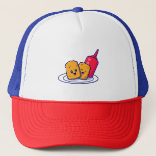 Cute Nuggets Smile With Sauce Cartoon  Trucker Hat