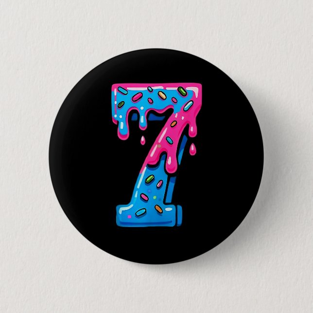 Cute Number 7 Ice Cream Drip 67 Meme Costume Coupl 2 Inch Round Button (Front)
