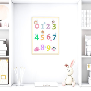 Cute Number Baby Nursery Poster   Education Poster
