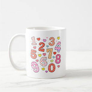 Cute Number Day Heart Numbers Design for Kids Coffee Mug
