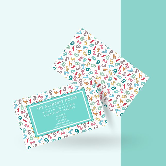 Cute Numbers Pattern - Substitute Teacher / Tutor Business Card (Creator Uploaded)