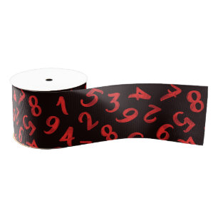 Cute Numbers White Red Black Pattern Mathematics Grosgrain Ribbon