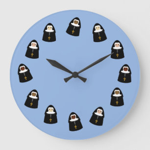 Cute Nuns Large Clock