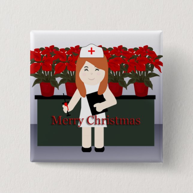 Cute Nurse 5 Christmas Button (Front)