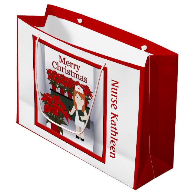 Cute Nurse 5 Large Christmas Gift Bag (Front Angled)