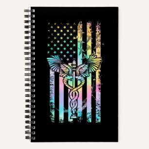 Cute Nurse American Flag Us Patriotic Tie Dye Nurs Notebook