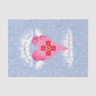 Cute Nurse Blue Pink Heart Personalized Tissue Paper