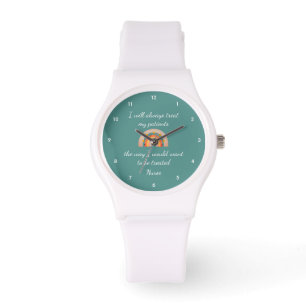 Cute Nurse Boho Rainbow Teal White Second Hand Watch