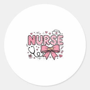 Cute Nurse Bow Heart Vector Shirt Design_1 Classic Round Sticker