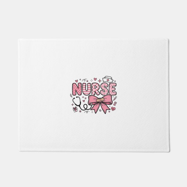 Cute Nurse Bow Heart Vector Shirt Design_1 Doormat (Front)