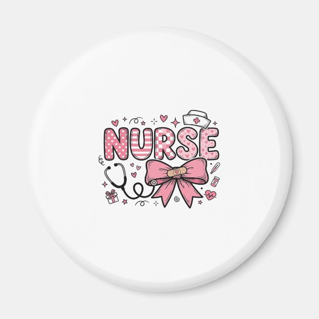Cute Nurse Bow Heart Vector Shirt Design_1 Magnet (Front)