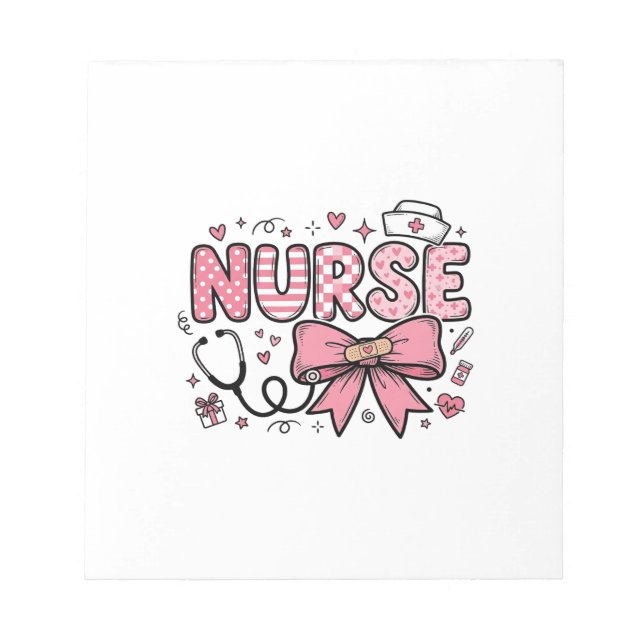 Cute Nurse Bow Heart Vector Shirt Design_1 Notepad (Front)