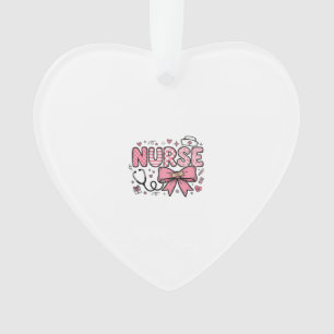 Cute Nurse Bow Heart Vector Shirt Design_1 Ornament