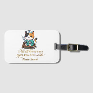 Cute Nurse Calico Cat Personalized Luggage Tag
