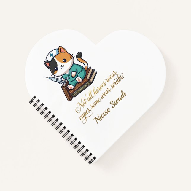 Cute Nurse Calico Cat Personalized  Notebook (Front)