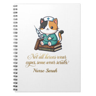Cute Nurse Calico Cat Personalized  Notebook
