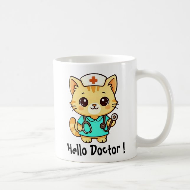 Cute Nurse Cat Coffee Mug (Right)