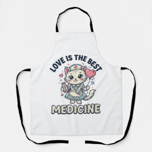 Cute Nurse Cat Love Is the Best Medicine Design_1 Apron
