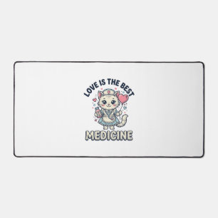 Cute Nurse Cat Love Is the Best Medicine Design_1 Desk Mat