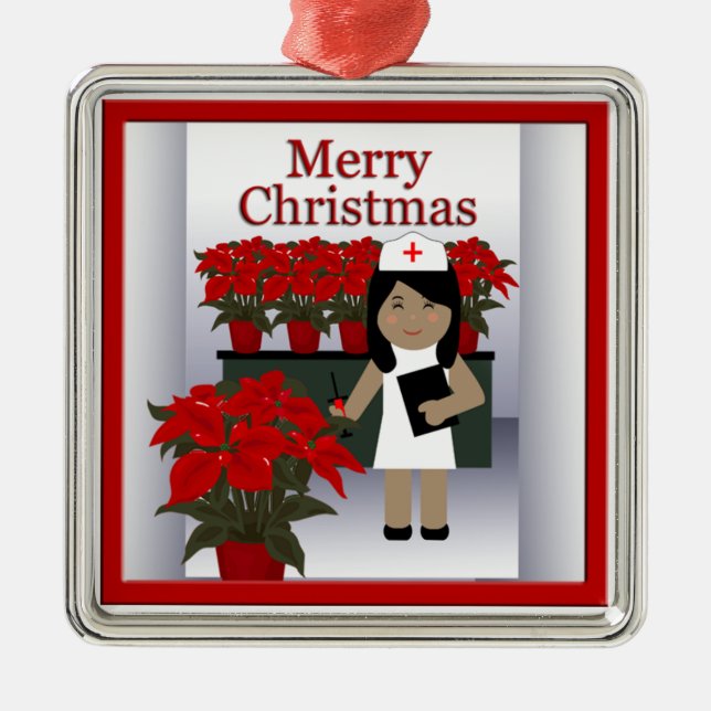 Cute Nurse Christmas Premium Ornament 1 (Front)