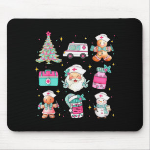 Cute Nurse Christmas Tree Santa Medical Themed Mouse Pad