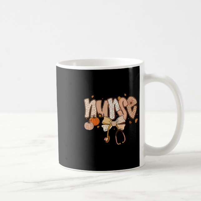 Cute Nurse Coquette Bow Stethoscope Fall Autumn Th Coffee Mug (Right)
