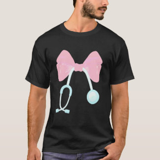 Cute Nurse Coquette Bow Stethoscope Medical Aesthe T-Shirt