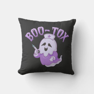 Cute Nurse Ghost with Botox Injection Funny Spooky Throw Pillow
