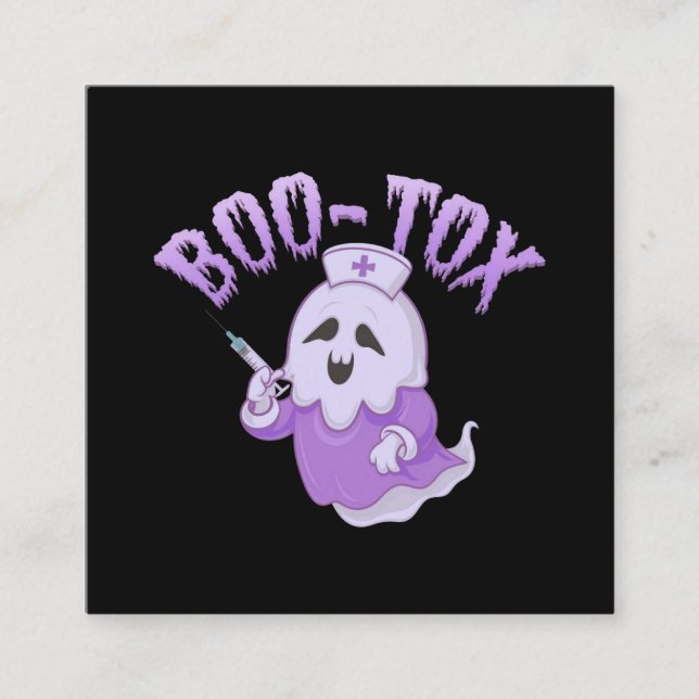  Cute Nurse Ghost with Botox Injection  Square Business Card (Front)