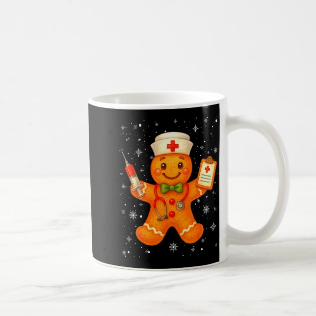 Cute Nurse Gingerbread Pjs Christmas Xmas Nurse Rn Coffee Mug (Right)