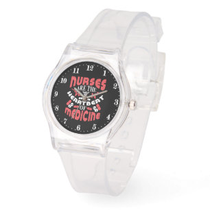 Cute Nurse heart beat medicine word art  Watch