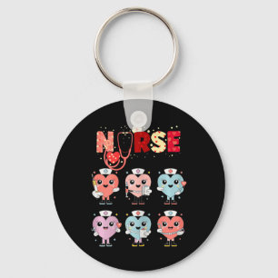 Cute Nurse Hearts Valentine Design For Healthcare  Keychain
