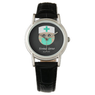  Cute Nurse Hero Black White Medical Personalized  Watch