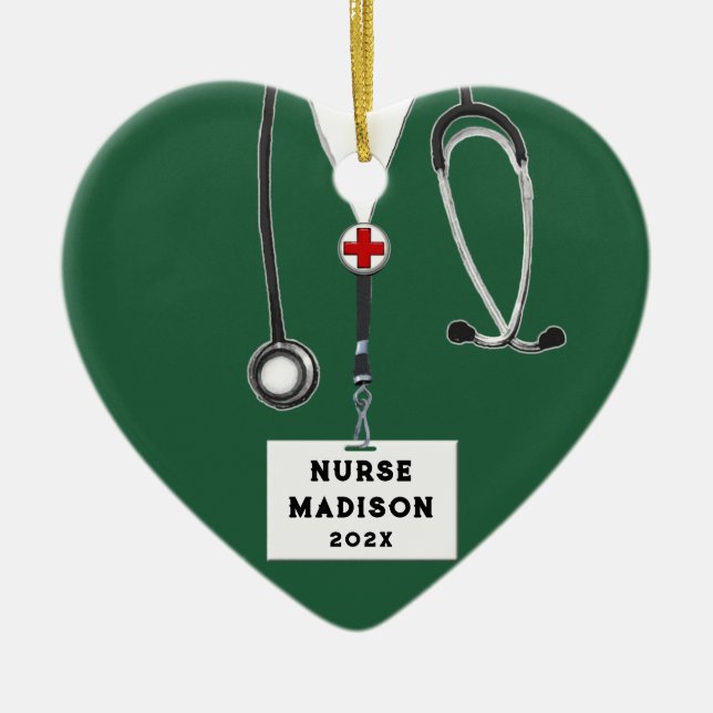 Cute Nurse Holiday Gift Ceramic Ornament (Front)