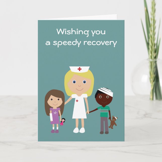 Cute Nurse & kids Get well soon card (Front)