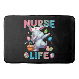 Cute Nurse Life Dabbing Easter Bunny Bath Mat